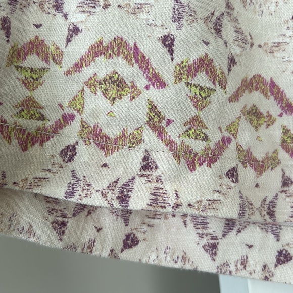 Free People Tribal Print Flat-Front Hi-Rise Linen/Rayon Shorts Pockets Size 0 - Picture 5 of 8